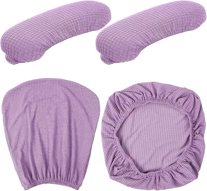 Tallew 8 Pcs Office Chair Covers Set Computer Universal Protective Stretchable Chair Seat Covers Desk Armrest Slipcovers Pads Office Cushion Backrest for Rotating (XL,Purple)