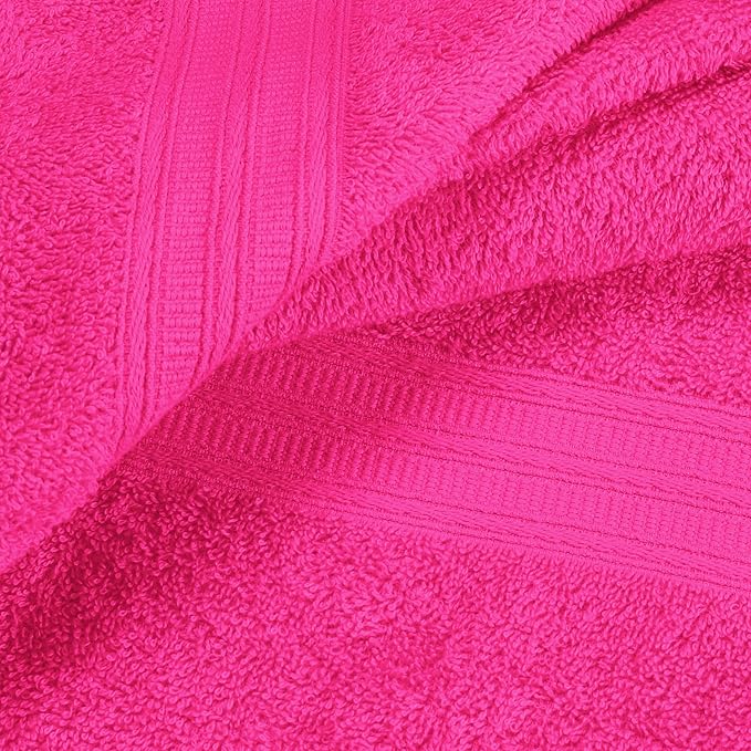 BOUTIQUO Ultra Soft Cotton Washcloths, Contains 12 Piece Face Cloths 12x12 inch, Ideal for Everyday use Face Towels, Compact & Lightweight Multi Purpose Washcloths - Hot Pink