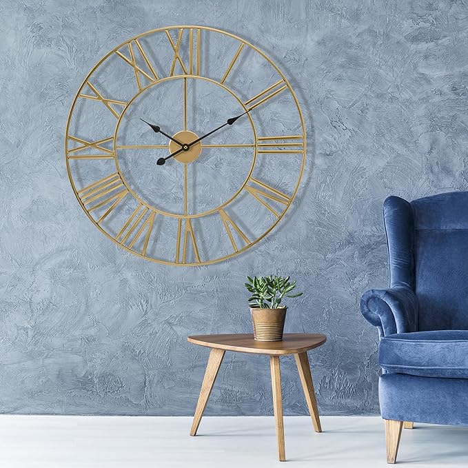 Sorbus Large Wall Clock for Living Room Decor – Easy to Hang 16-Inch Big Wall Clock – Metal Wall Art for Kitchen, Bedroom, Home, Office – Analog Decorative Wall Clock (Silver)