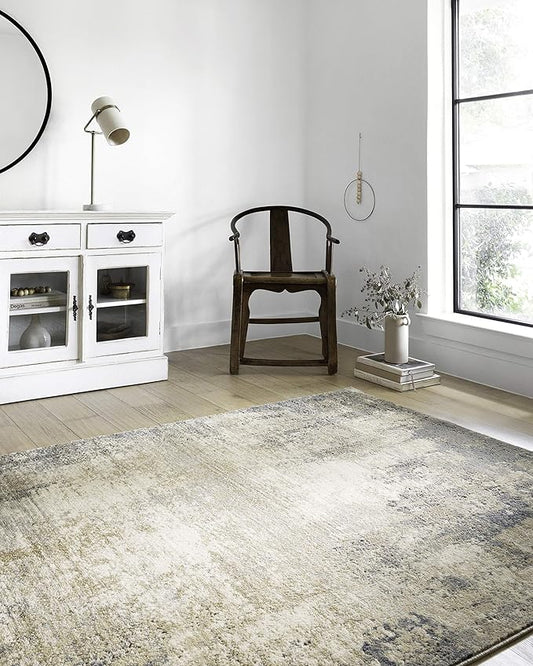 Loloi Teagan Collection TEA-08 Ivory/Mist 2'-8" x 13' Runner Rug, Large, Soft Neutral Rug, High-Traffic for Living Room, Bedroom, Home Office, Dining Area