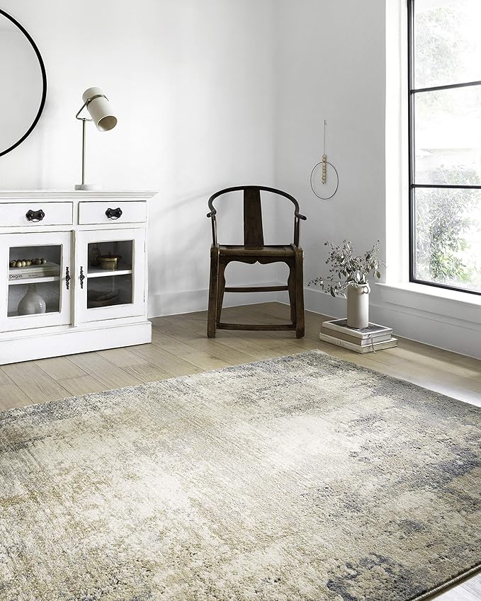 Loloi Teagan Collection TEA-08 Ivory/Mist 9'-9" x 13'-6" Area Rug, Large, Soft Neutral Rug, High-Traffic for Living Room, Bedroom, Home Office, Dining Area