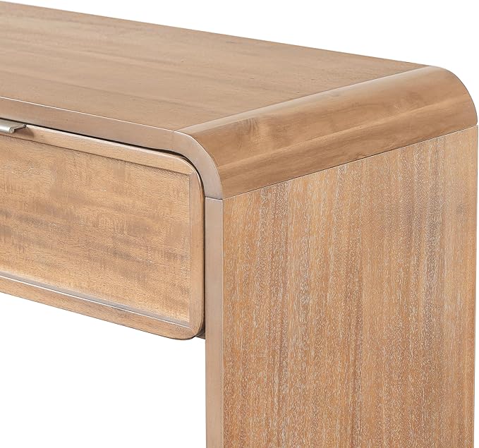 Christopher Knight Home Tida Vintage Narrow Console Table with Drawers, Solid Wood Entryway Table with Open Storage Shelf, Behind The Couch Long Sofa Table for Living Room, Natural