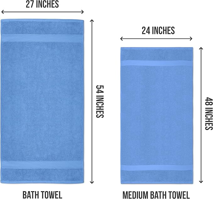 Utopia Towels 6 Pack Medium Bath Towel Set, 100% Ring Spun Cotton (24 x 48 Inches) Lightweight and Highly Absorbent Quick Drying Towels, Premium Towels for Hotel, Spa and Bathroom (Electric Blue)