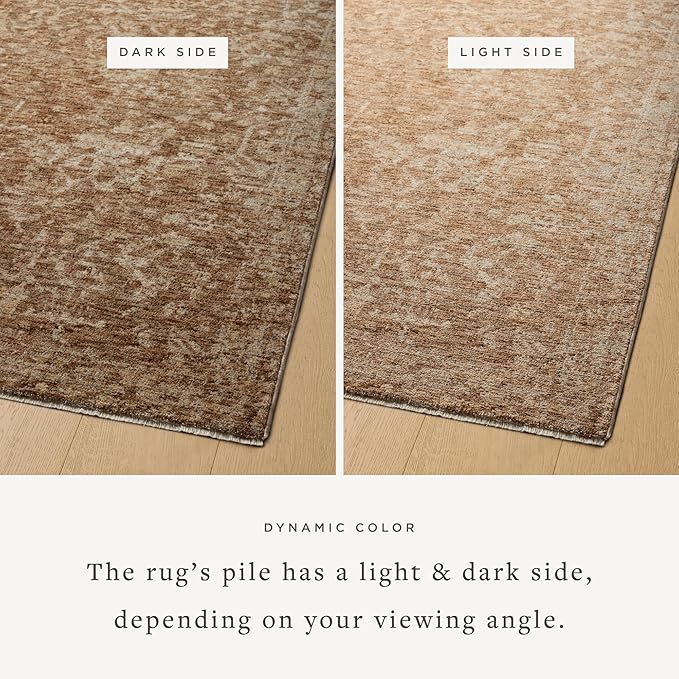 Loloi Magnolia Home by Joanna Gaines Junie Collection JUE-01 Clay/Natural 5'-3" x 5'-3", .38" Pile Height, Round Area Rug