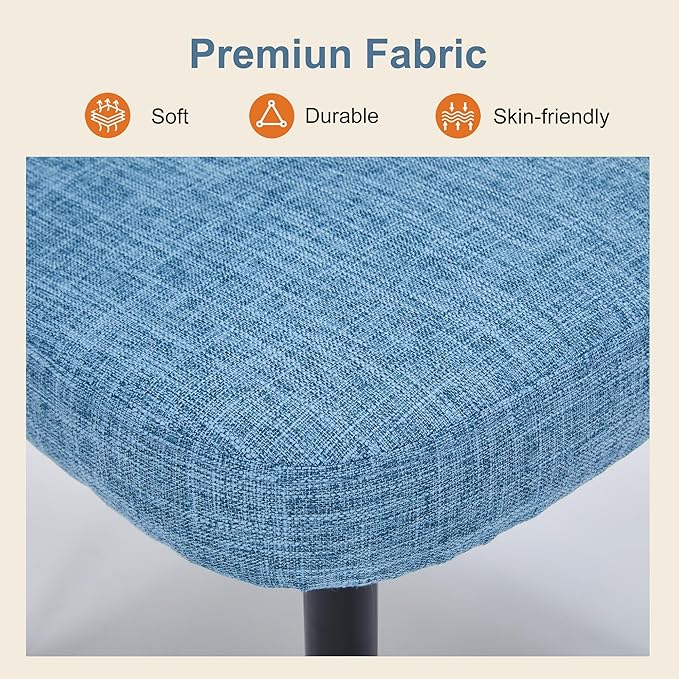 Modern Dining Chairs, Fabric Upholstered Accent Kitchen Chairs with Comfy Padded Seat & Sturdy Metal Legs, Side Farmhouse Chairs for Dining Room, Living Room, Restaurant (Blue, Set of 6)