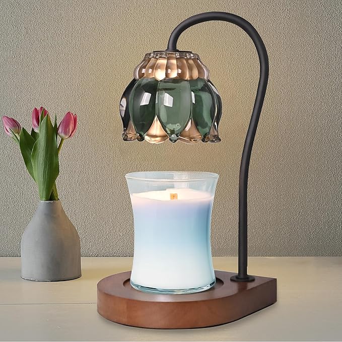 Candle Warmer Lamp Christmas Gifts - Birthday Gifts for Women Mom, Compatible with All Jar Candles, Wax Melt for Candle Home Decor, Modern Farmhouse Decor, Candle Warmer Timer DarkGreen