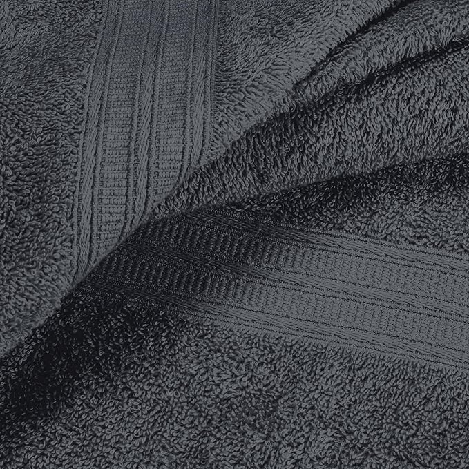BOUTIQUO Ultra Soft 3 Pack Cotton Towel Set, Contains a Bath Towels 27x54 inch, a Hand Towels 16x24 inch & a Wash Coths 12x12 inch, Ideal Everyday use, Compact & Lightweight - Charcoal Grey