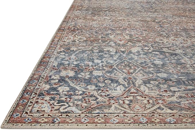 Loloi Chris Loves Julia Jules Collection JUL-06 Denim/Spice 5'-0'' x 7'-6'', .13" Pile Height, Area Rug