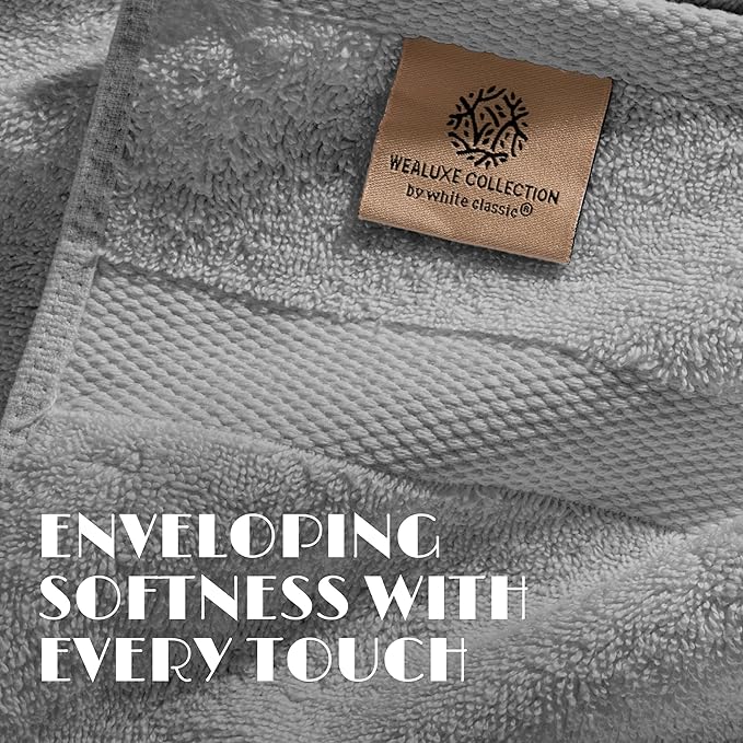 Wealuxe Light Gray Bath Towels 24x50 Inch, Cotton Towel Set for Bathroom, Hotel, Gym, Spa, Soft Extra Absorbent Quick Dry 6 Pack