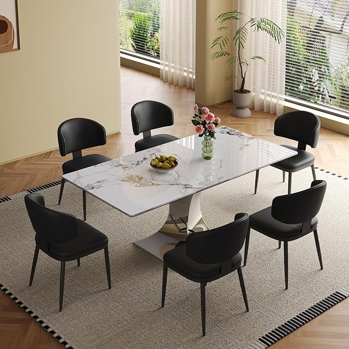 Dining Chairs Set of 2, Modern Faux Leather Dining Metal Legs for Living Kitchen Dining Room
