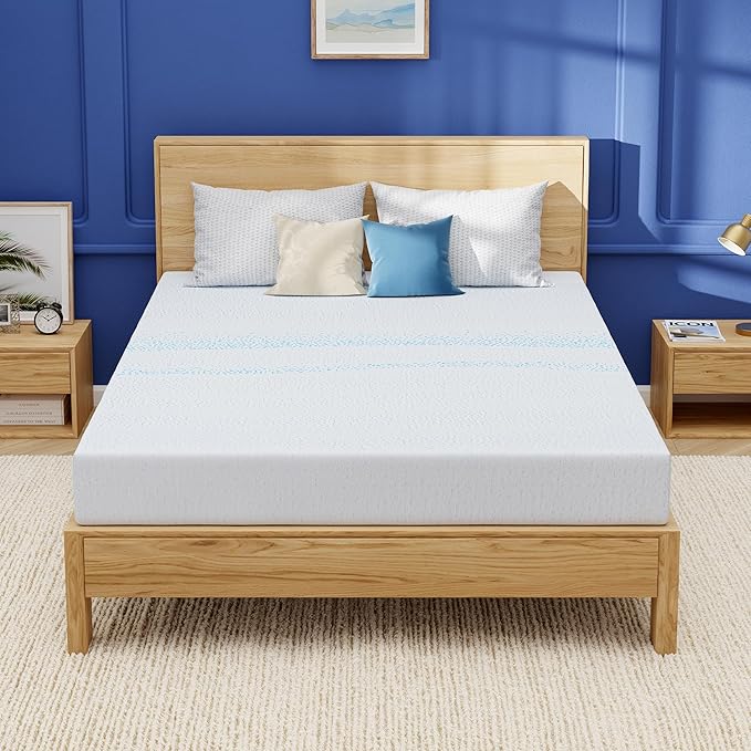 EGOHOME 6 Inch Queen Mattress, Gel Memory Foam with Charcoal, Fiberglass Free, CertiPUR-US Certified, Medium Firm, Temperature-Regulating, Machine Washable Cover, 80" x 60" x 6"
