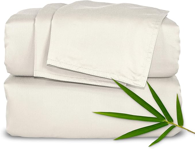 Pure Bamboo California King Sheets, Genuine 100% Organic Viscose Derived from Bamboo Bed Sheet Set, Soft & Cooling, Double Stitching, 2 Year Quality Promise (California King, Ivory)