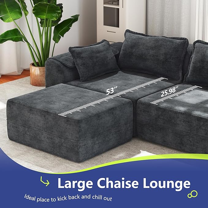 Hobestluk 87" Cloud Sectional Couch Loveseat with Deep Seat 2-Seater with Removable Cover Large Sofa Couch for Living Room (Blue Grey, Loveseat Sofa)