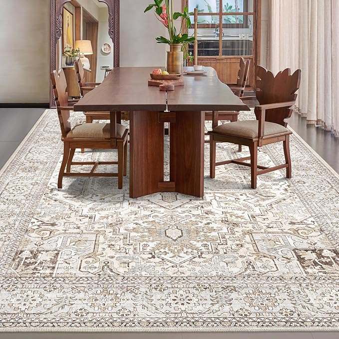Area Rug 9x12 for Living Room, Large Cream Area Rugs, Large Rugs for Living Room,Washable Area Rug (Cream 9x12)