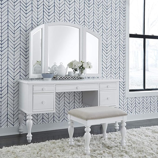 Liberty Furniture Industries Summer House 3 Piece Vanity Set, Oyster White (607-BR-VN)
