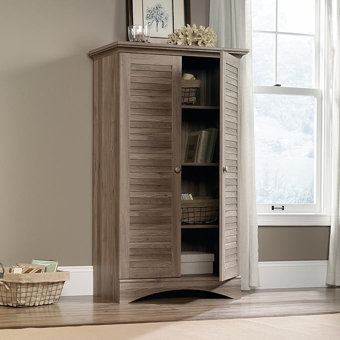 Sauder Harbor View Storage Cabinet/ Pantry Cabinet, Salt Oak finish