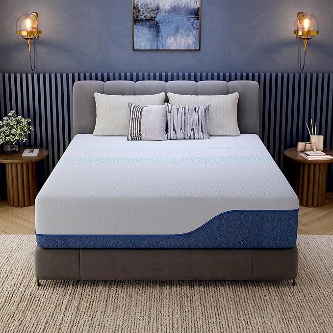 EGOHOME 14 Inch Queen Mattress, Gel Memory Foam with Charcoal, Fiberglass Free, CertiPUR-US Certified, Temperature-Regulating, Machine Washable Cover, 80" x 60" x 14", Medium