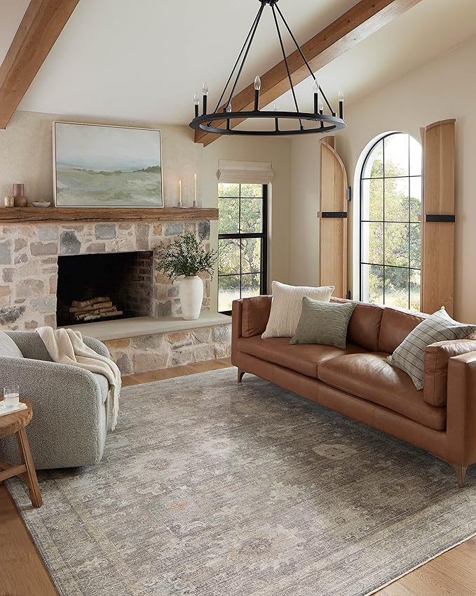 Loloi Magnolia Home by Joanna Gaines Millie Collection MIE-05 Stone/Natural 2'-7" x 10'-0", .25" Pile Height, Runner Rug
