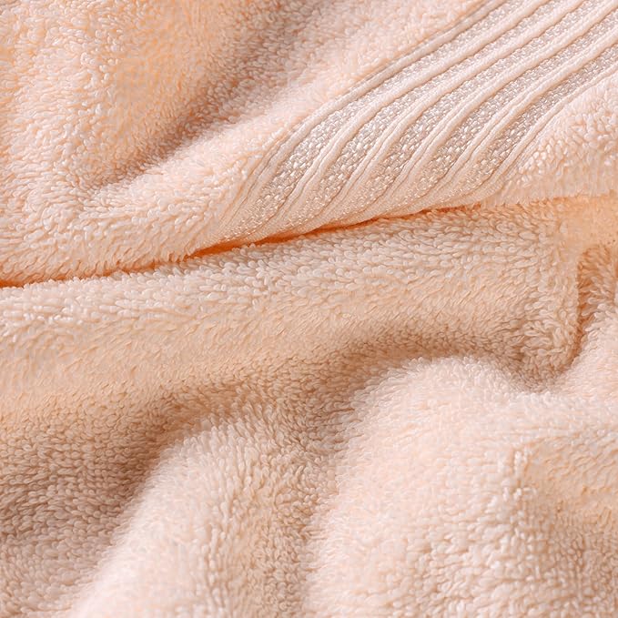 Superior Heritage Egyptian Cotton Bath Towel Set, Large Body Towels for Home Bathroom, Master, Guest Bath Decor, Plush, Absorbent Basics, Spa, Hotel, Resort, Luxury Essentials, Set of 4, Peach