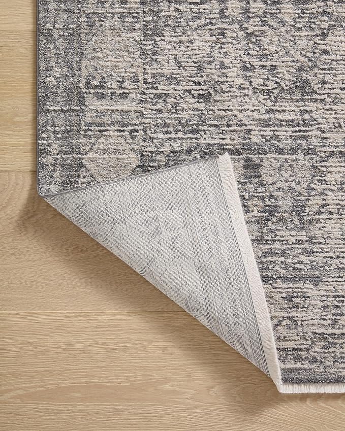 Loloi Amber Lewis Alie Collection ALE-03 Charcoal/Dove 5'-3'' x 5'-3'', .13'' Pile Height, Round Area Rug