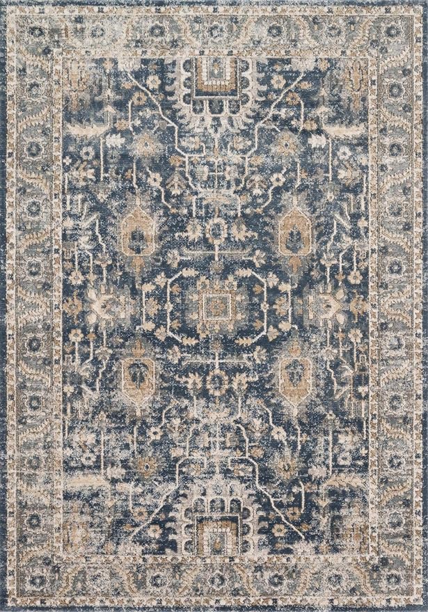 Loloi Teagan Collection TEA-03 Denim/Pebble 7'-11" x 10'-6" Area Rug, Large, Soft Neutral Rug, High-Traffic for Living Room, Bedroom, Home Office, Dining Area