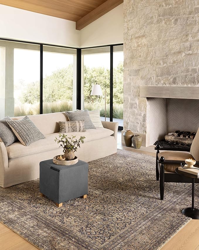 Loloi Amber Lewis Morgan Collection MOG-03 Denim/Multi 8'-3" x 11'-3" 38" Thick Area Rug feat. CloudPile, Neutral, Room Décor, Vintage Inspired, Livingroom, Bedroom, Dining Area