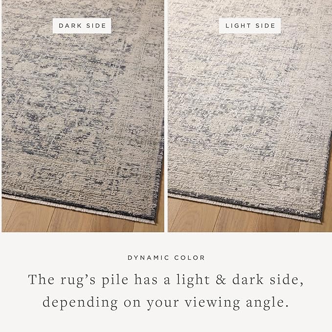 Loloi Amber Lewis Alie Collection ALE-05 Charcoal/Beige 5'-3'' x 5'-3'', .13'' Pile Height, Round Area Rug