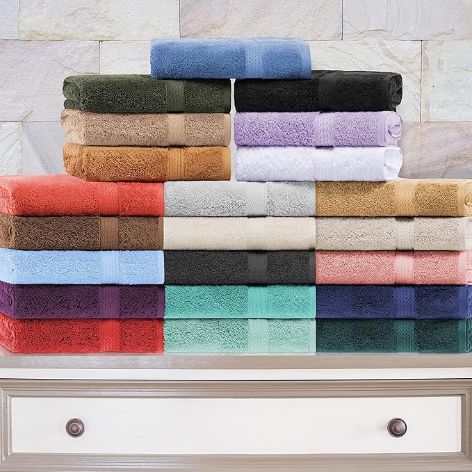 Superior Egyptian Cotton Pile Bath Sheet Set of 2, Ultra Soft Luxury Towels, Thick Plush Essentials, Absorbent Heavyweight, Guest Bath, Hotel, Spa, Home Bathroom, Shower Basics, Tea Rose