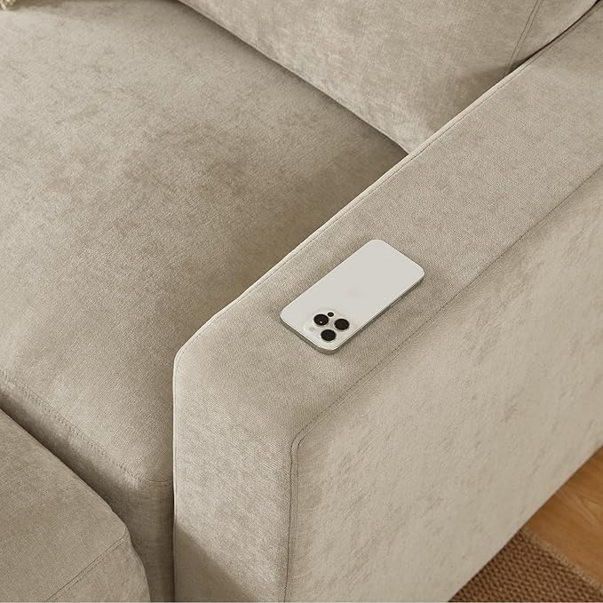 CHITA 116" Sectional Couches for Living Room, Modular Sectional Sofa with Chaise, Comfortable 8-Layer Cushion Structure Design, 4 Seat L Shaped Couch, Chenille in Taupe
