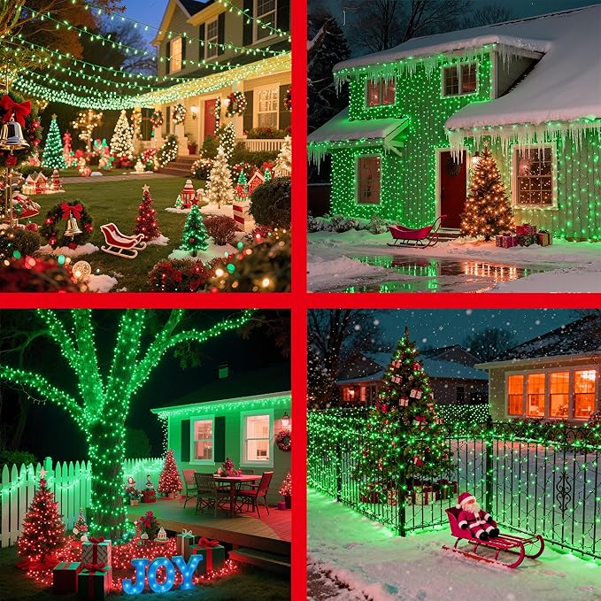 240FT 750LED Christmas Lights,12 Modes Green Outdoor String Lights with Timer & Dimmable, Waterproof Green Wire Christmas String Lights for Indoor Tree Xmas Patio Fence Balcony Garden Party Decor