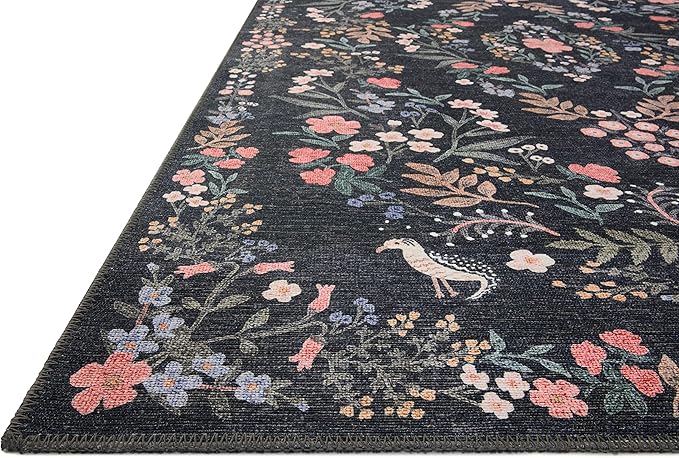 Loloi Rifle Paper Co. Maison Collection MAO-04 Tuileries Black 2'-6" x 12'-0", .19" Pile Height, Runner Rug