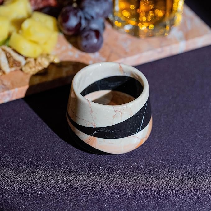 Engraved Marble Whiskey Cup, Unique Handmade Whiskey Glass, Marble Stone Whiskey Glasses for Scotch, Bourbon, Liquor and Cocktails, Suitable for Small Gathering & Home Decor