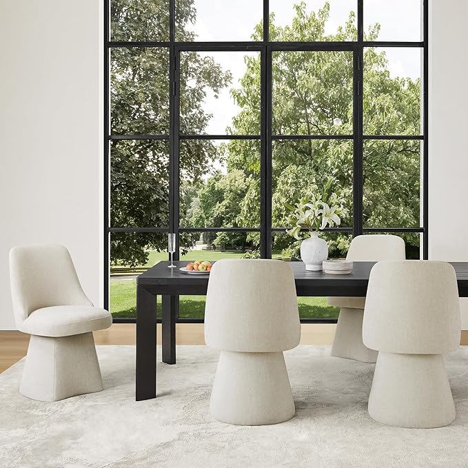 Swivel Dining Chairs Set of 2, Upholstered Mid Century Modern Deskchair with High Back, Linen Fabric Kitchen Chairs for Dining Room, Bedroom, Dressing Room, Linen