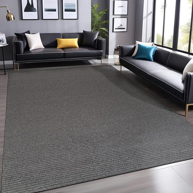 Non Slip Gray Solid Rubber Back Thing Rug for Living Room 4x6 Area Rugs for Kitchen, Rugs for Bedroom, Stain Resistant Easy Cleaning Non Shedding Carpet Gray 4 x 6