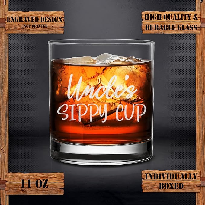 Uncle's Sippy Cup Whiskey Glass - Funny Birthday Gift for Uncle