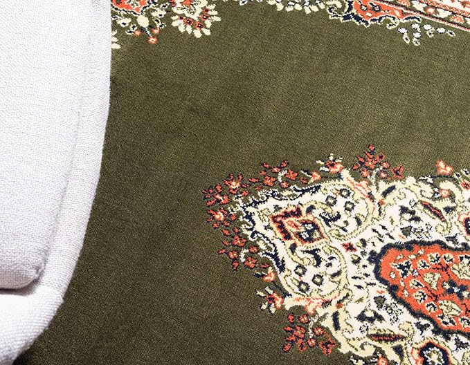 Unique Loom Reza Collection Traditional Persian Style Area Rug, 6 x 9 ft, Olive/Ivory