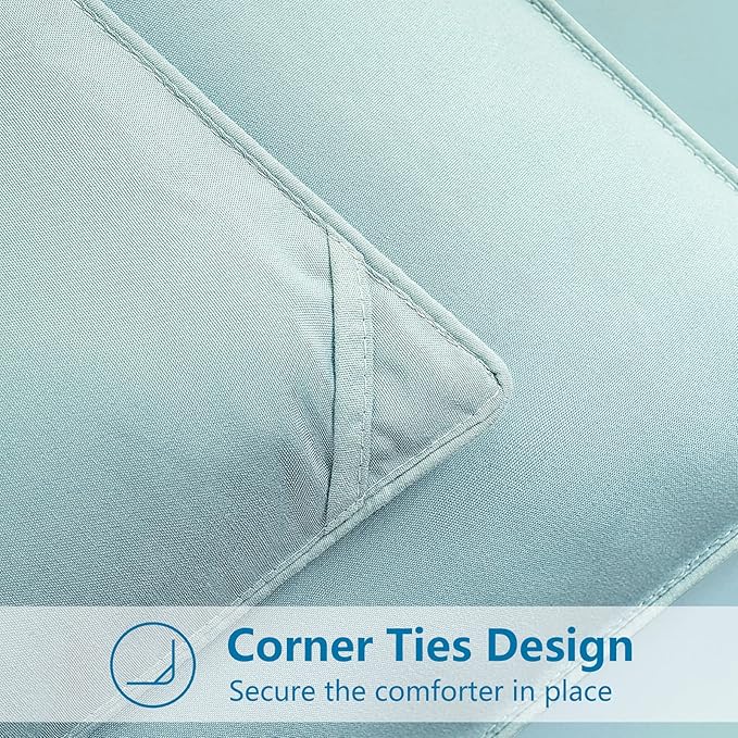 EASELAND Oversized Queen Down Alternative Comforter - Quilted Duvet Insert for All Seasons, Soft Lightweight with Corner Tabs, Summer Winter Warm Bedding, Aqua 98×98 Inches