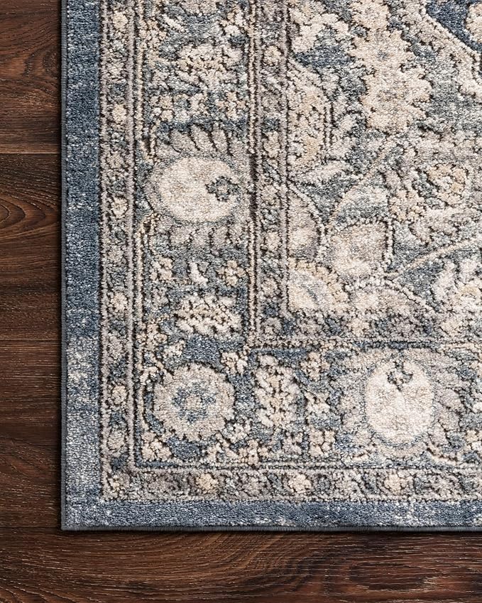 Loloi Teagan Collection TEA-01 Denim/Mist 2'-8" x 10'-6" Runner Rug, Large, Soft Neutral Rug, High-Traffic for Living Room, Bedroom, Home Office, Dining Area