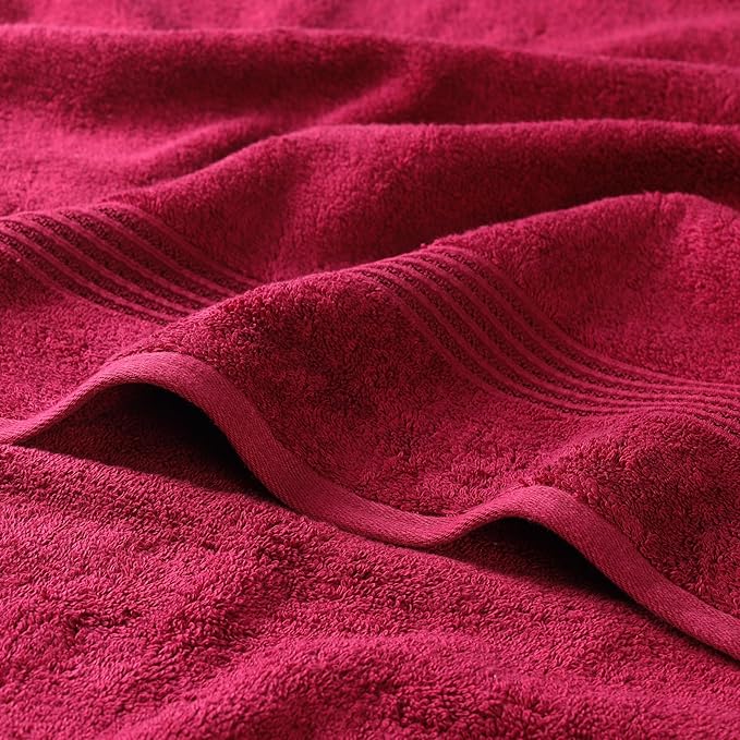 Superior Egyptian Cotton 8-Piece Towel Set, Assorted Towels for Home Bathroom, Guest Bath Decor Essentials, Includes 2 Bath, 4 Hand, 2 Face Towels/Washcloths, Quick Dry, Absorbent, Burgundy
