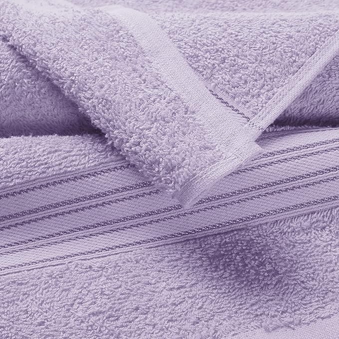 BOUTIQUO 100% Cotton 2 Pack Bath Towel Set 28x55 inches,Eco-Friendly Large Bath Towels,Compact Quickdry Lightweight Soft & Highly Absorbent Bath Towel, Ideal for Everyday Gym Travel Camp Pool - Purple