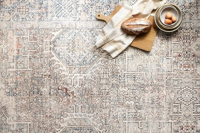 Loloi Chris Loves Julia Jules Collection JUL-07 Natural/Ocean 2'-0'' x 5'-0'', .13" Pile Height, Accent Rug