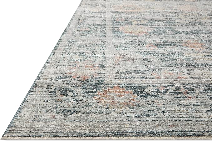Loloi Magnolia Home by Joanna Gaines Millie Collection MIE-01 Blue/Multi 5'-3" x 5'-3", .25" Pile Height, Round Area Rug