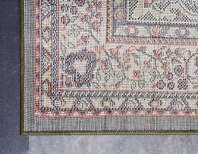 Unique Loom Reza Collection Traditional Persian Style Area Rug, 2 ft 2 in x 3 ft, Olive/Ivory
