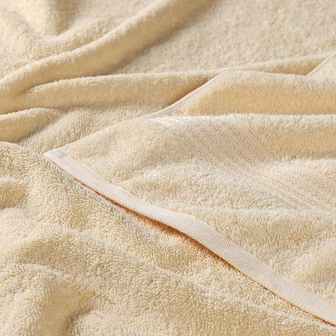 Superior Heritage Egyptian Cotton Bath Towel Set, Large Body Towels for Home Bathroom, Master, Guest Bath Decor, Plush, Absorbent Basics, Spa, Hotel, Resort, Luxury Essentials, Set of 4, Canary