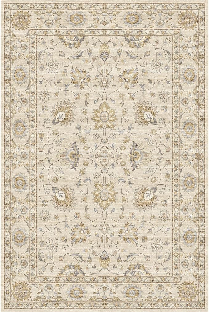 Machine Washable Soft Area Rug 8x10 with Non Slip Backing for Living Room,Floor Decoration Carpet Mat Area Rugs 8x10 Clearance Bedroom Rug for Living Room (Beige Gold, 8X10FT)……