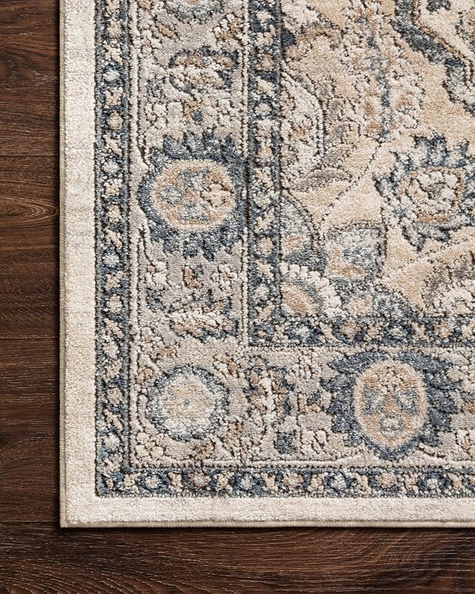 Loloi Teagan Collection TEA-01 Natural/Lt. Grey 5'-3" x 7'-6" Area Rug, Large, Soft Neutral Rug, High-Traffic for Living Room, Bedroom, Home Office, Dining Area