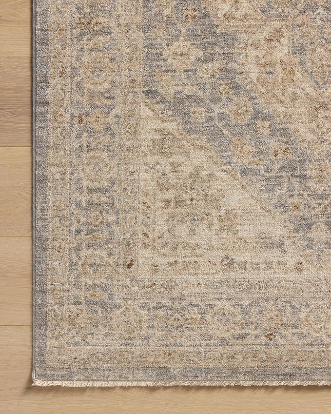 Loloi Magnolia Home by Joanna Gaines Junie Collection JUE-05 Denim/Natural 9'-6" x 9'-6", .38" Pile Height, Round Area Rug