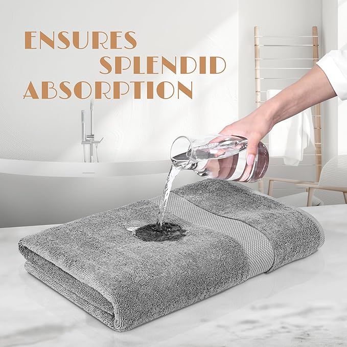 Wealuxe Light Gray Bath Towels 24x50 Inch, Cotton Towel Set for Bathroom, Hotel, Gym, Spa, Soft Extra Absorbent Quick Dry 6 Pack