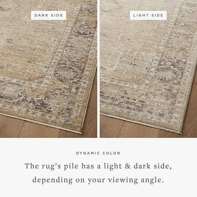 Loloi Magnolia Home by Joanna Gaines Millie Collection MIE-03 Gold/Charcoal 2'-7" x 14', .25" Pile Height, Runner Rug