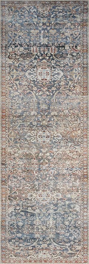 Loloi Chris Loves Julia Jules Collection JUL-06 Denim/Spice 5'-0'' x 7'-6'', .13" Pile Height, Area Rug